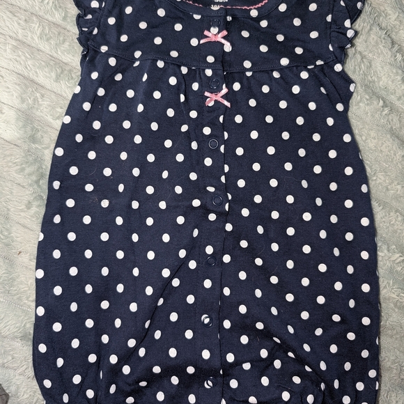 18 Month Old Onesies Outfit NWOT- Yellow and Navy Polka Dot - Picture 2 of 5